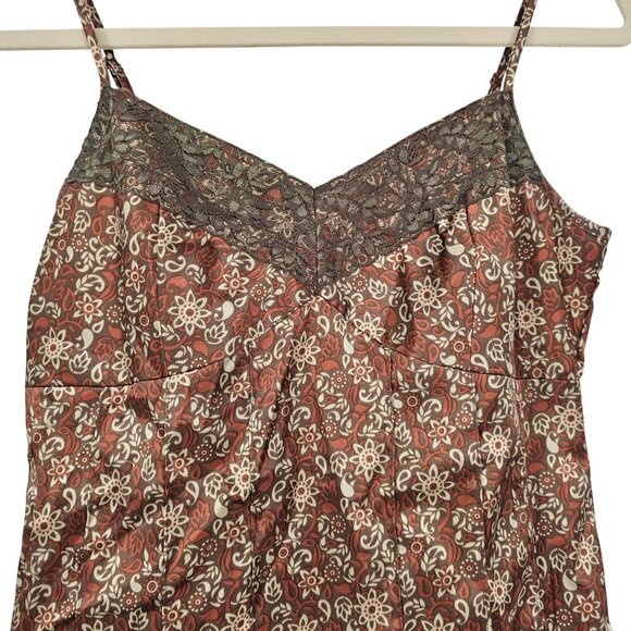 VTG Y2K Fossil Babydoll Floral Lace Trim Cami Top L Boho Satin Spaghetti Strap - Picture 11 of 11